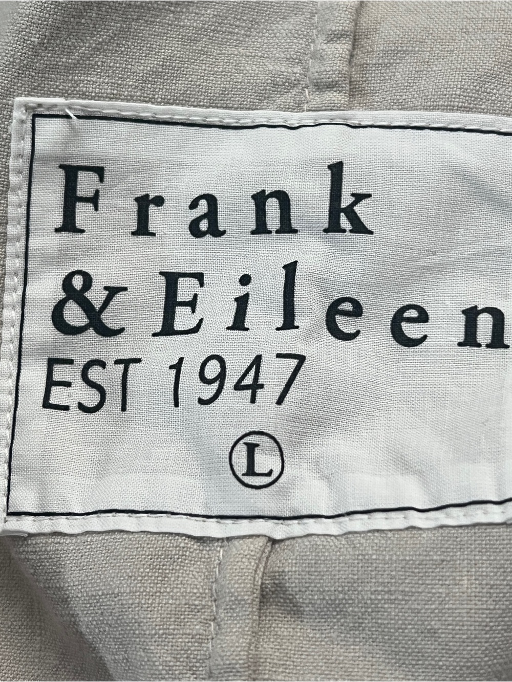 FRANK & EILEEN Dublin Blazer Open Front Jacket Linen Cotton Flax Cream Size L - Picture 4 of 13